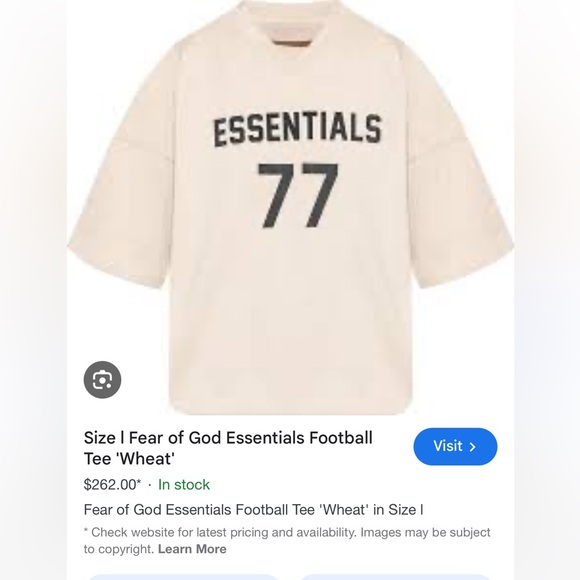 NWT Fear of God Essentials Football Tee 'Wheat' - Picture 3 of 7